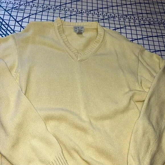 Vtg L.L Bean Sweater Men's Size L-REG Yellow Knitted Pullover Sweater - Picture 6 of 11
